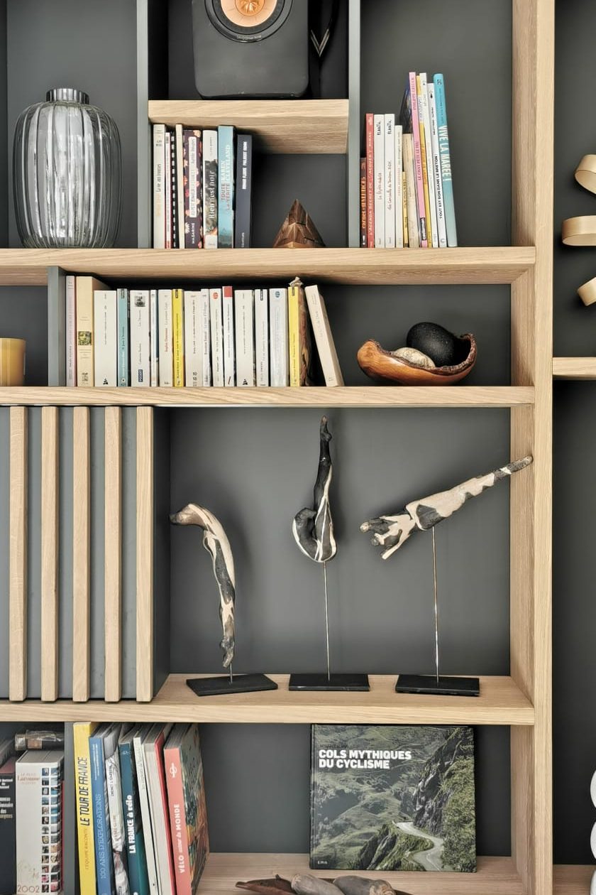 Détail bibliothèque bois Projet St Germaiun