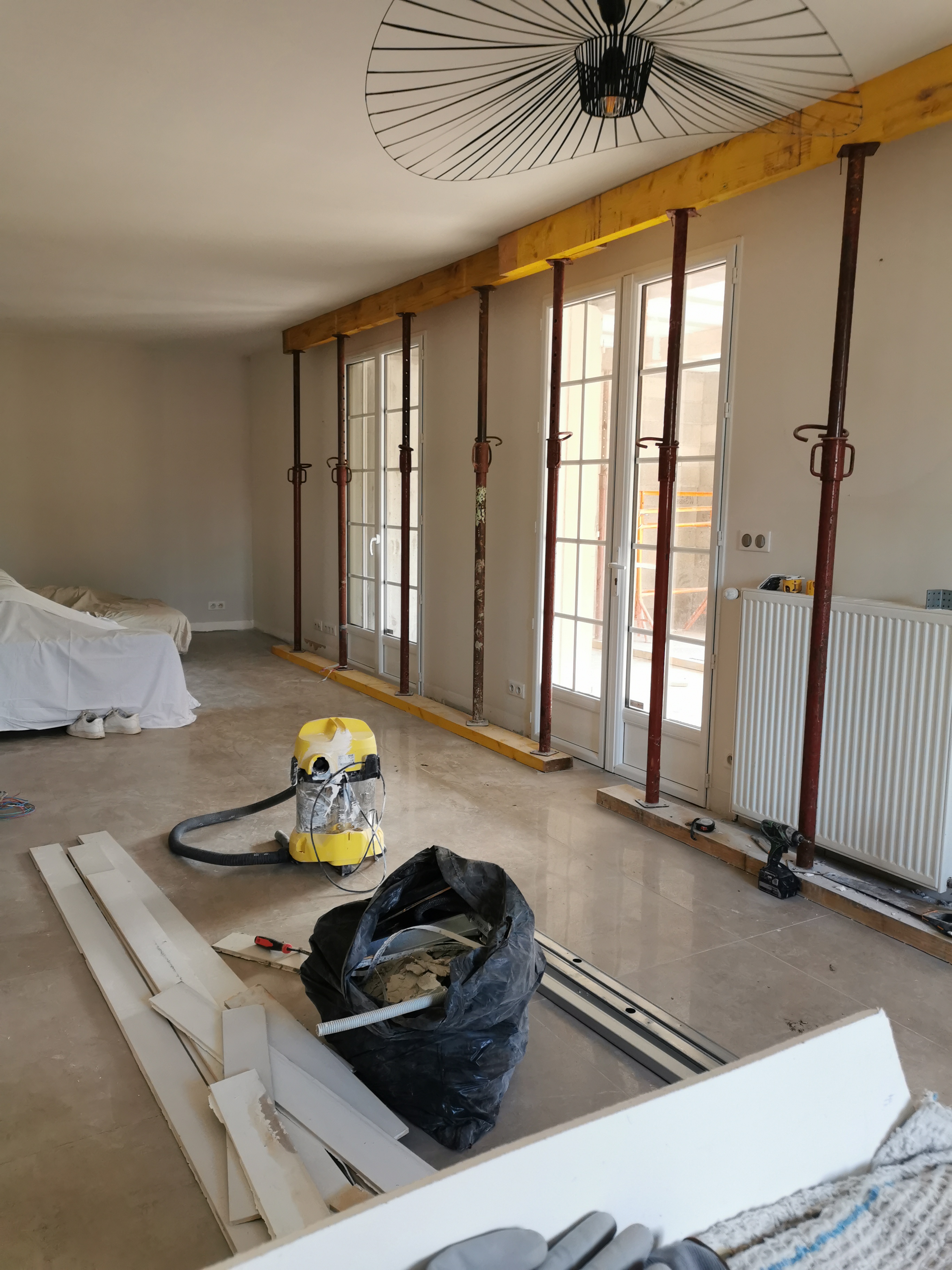 Début des travaux Pose Etais Projet Bacot