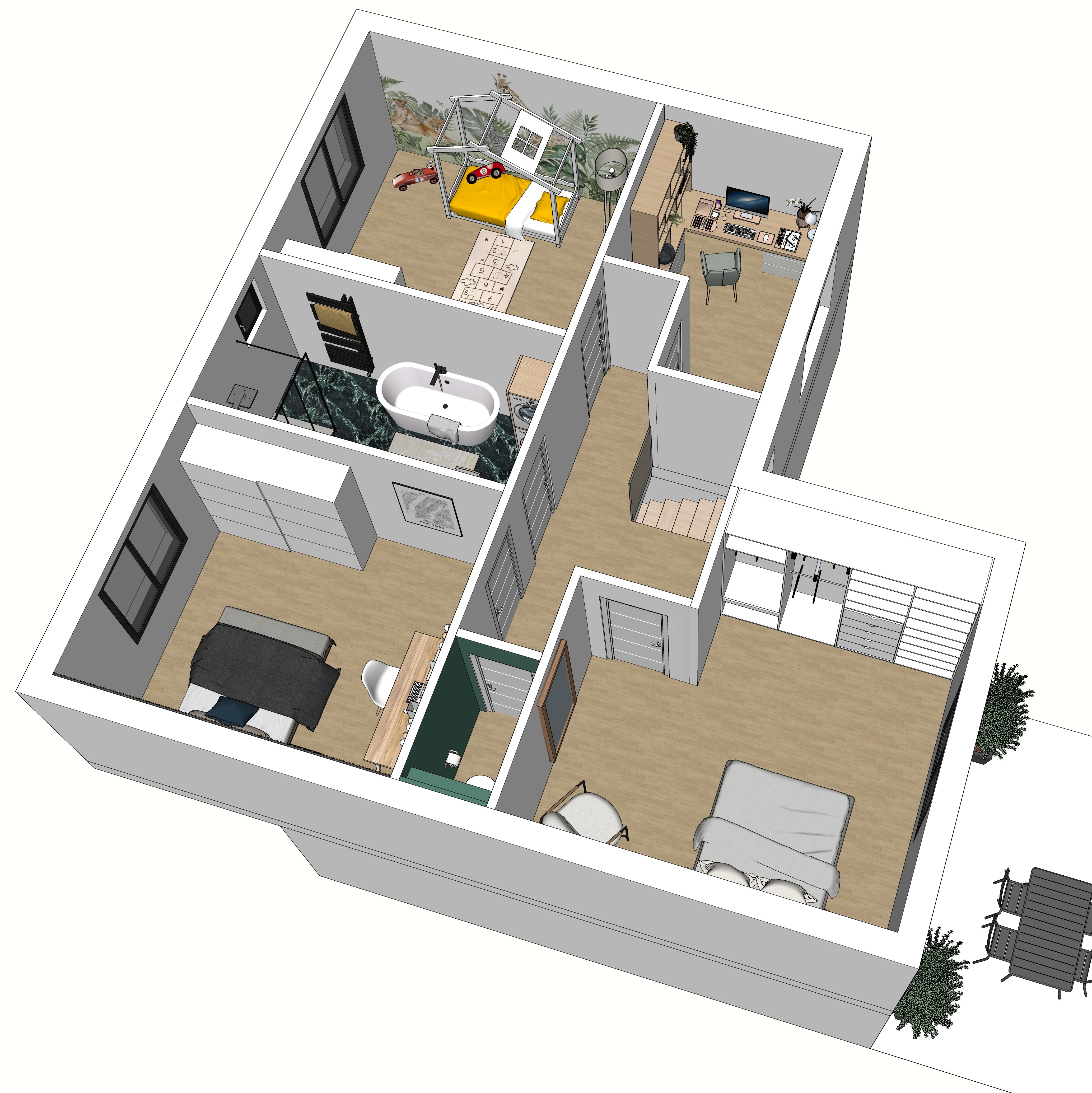 3D étage projet puits fleuri