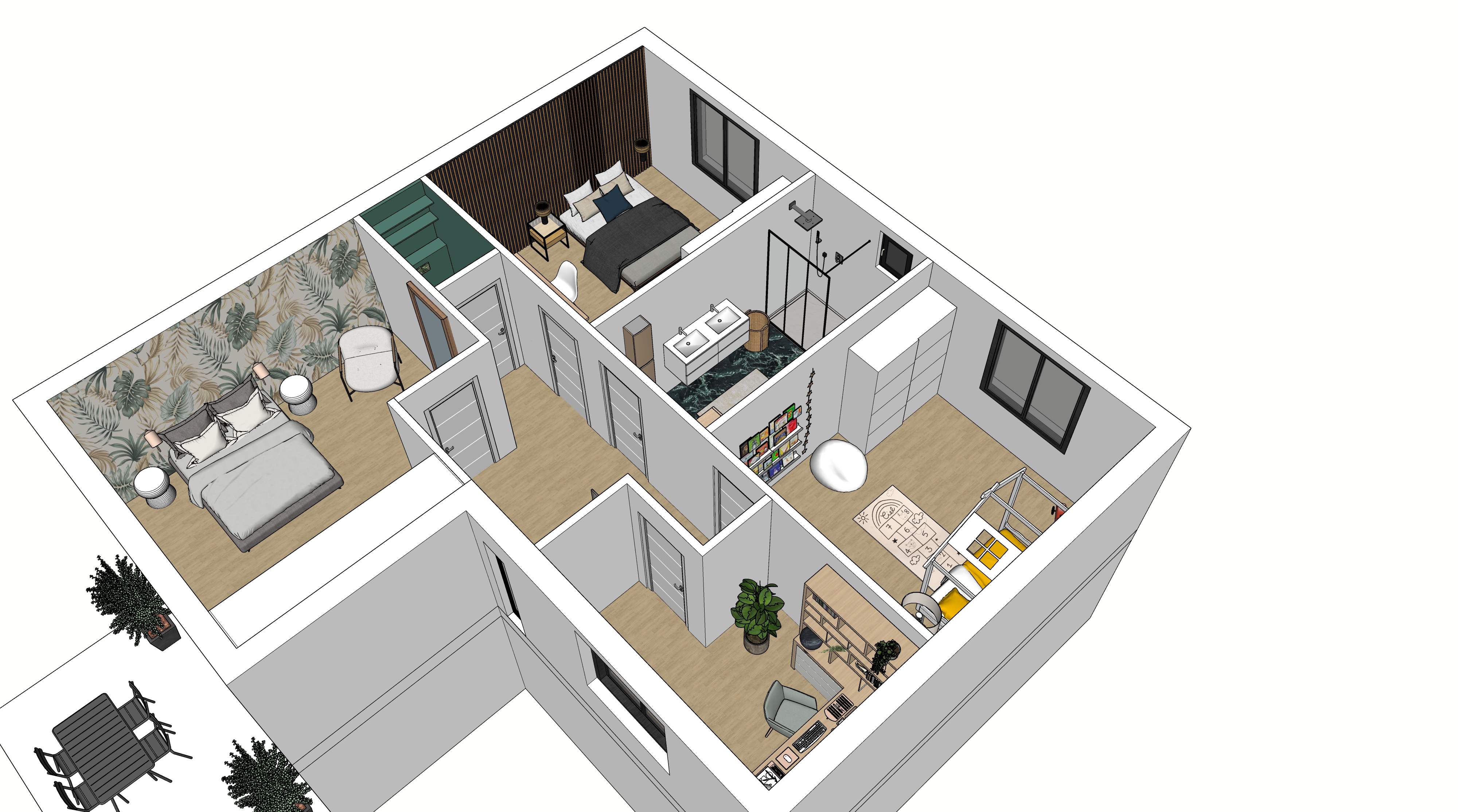 3D étage projet puits fleuri