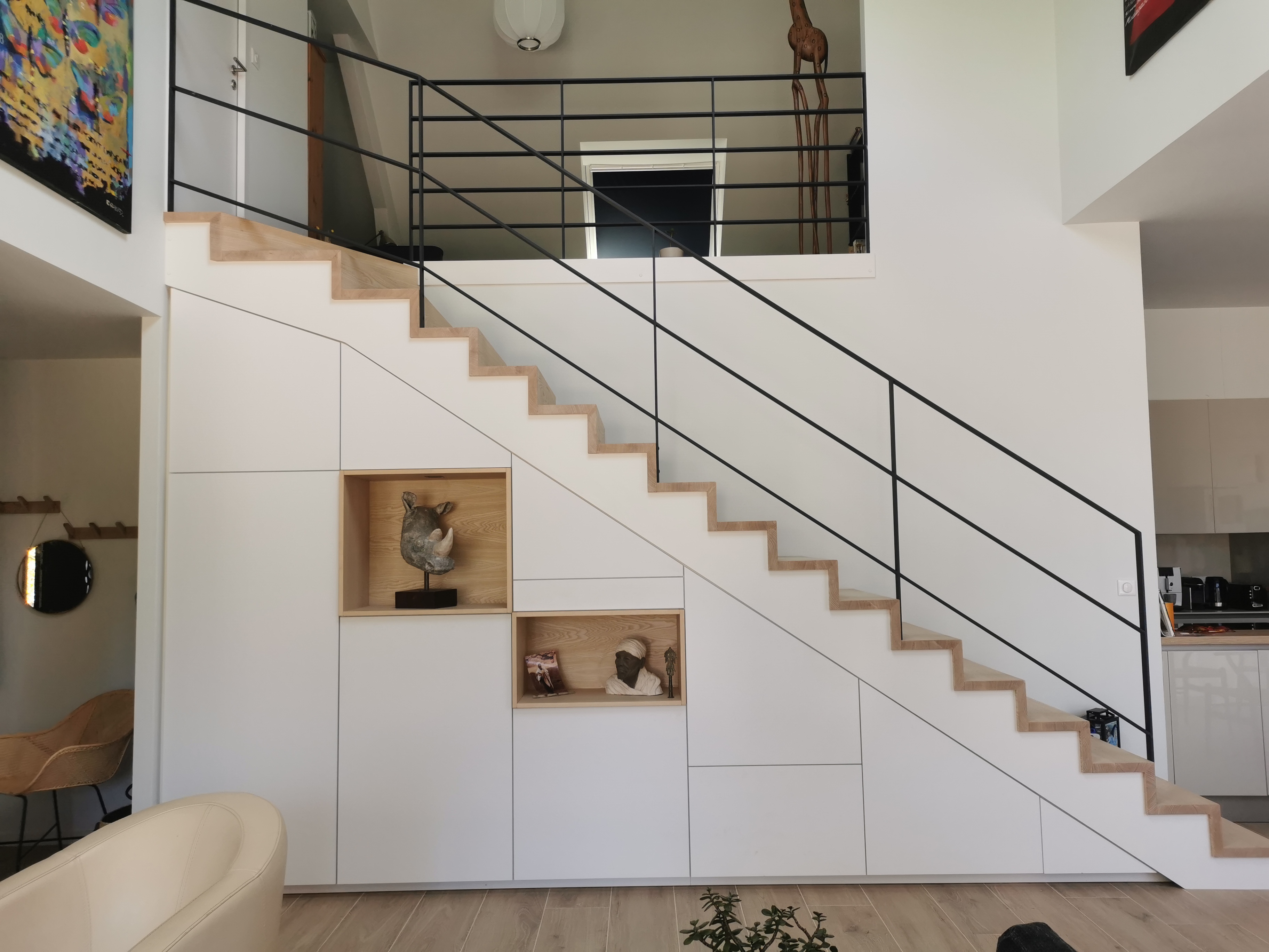 meuble sous escalier réalisé sur mesure